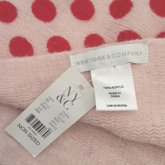 NEW YORK & CO polka dot knit scarf NWT - Picture 2 of 6